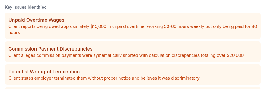 Glimpse of an AI submission brief: key issues identified from a new inquiry